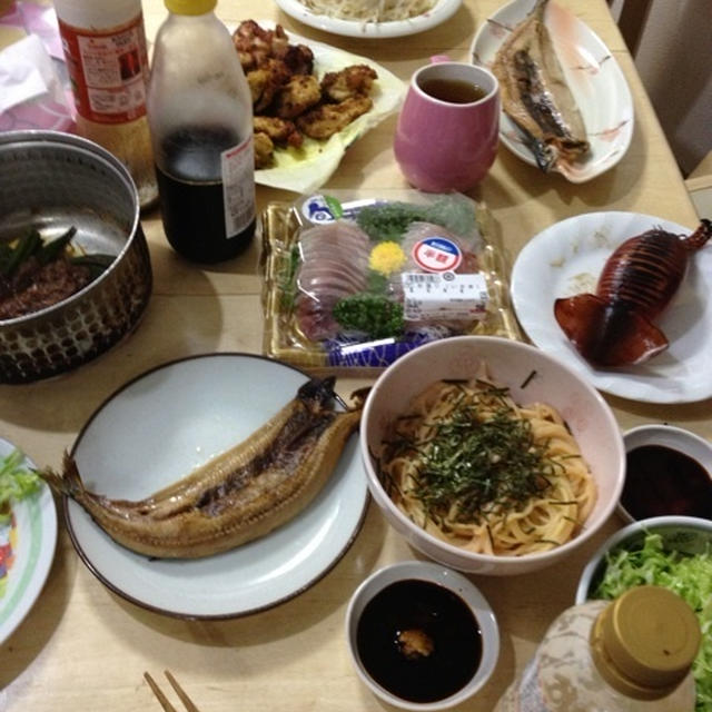 チキンカツ・イサギの刺身で晩酌