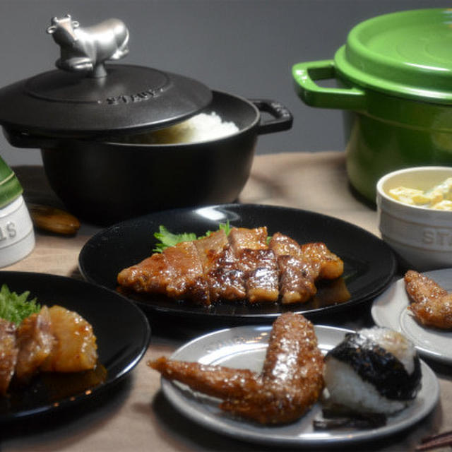 ストウブで「豚汁」と豚ロース肉の味噌漬けの晩ごはん