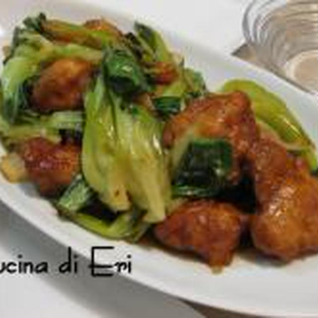 からあげと青梗菜のオイスターソース炒め