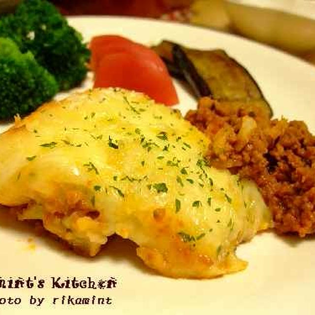 マッシュポテトとひき肉の重ね焼き