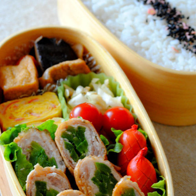 肉巻きピーマンのお弁当（息子弁）