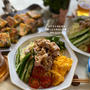 モノマネ！とNetflix 陸上ごはんふわふわ山芋焼きと豚しゃぶとオクラの冷やし中華