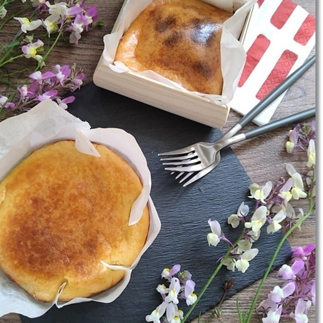 【子供クッキング】ボトムなしベイクドチーズケーキを作ってお花と一緒にプレゼント