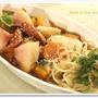 〈デミグラスソース〉旬を満喫！！新食感《具沢山　桃味デミスープのパスタ添え》