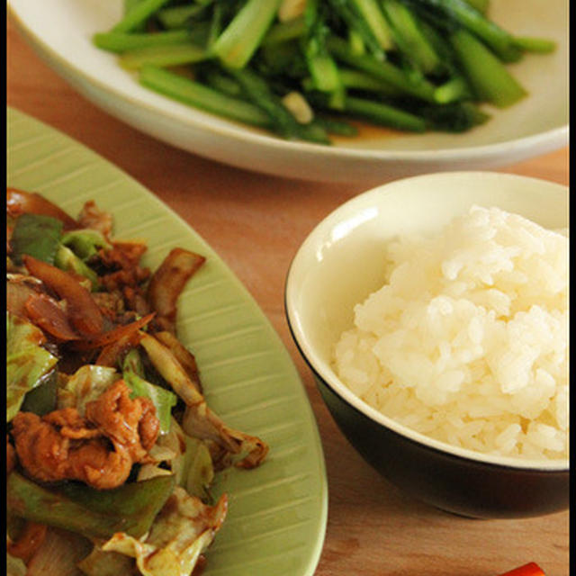 簡単ご飯がすすむ系！豚肉とキャベツの甘味噌炒めと小松菜おかず