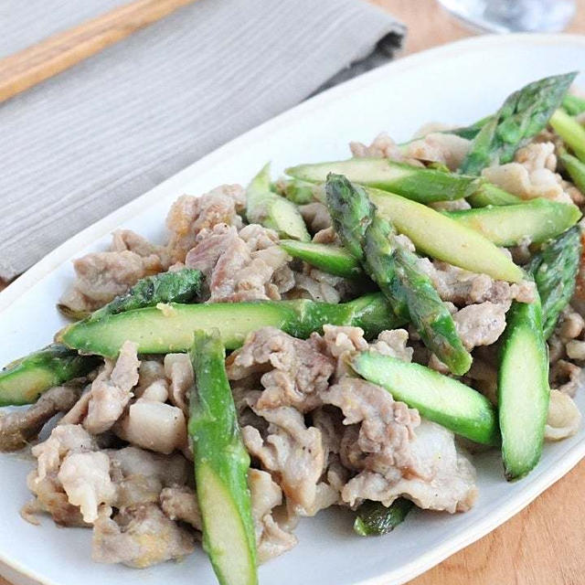 【#ヘルシーレシピ】疲労回復！アスパラガスと豚肉のしょうが焼き