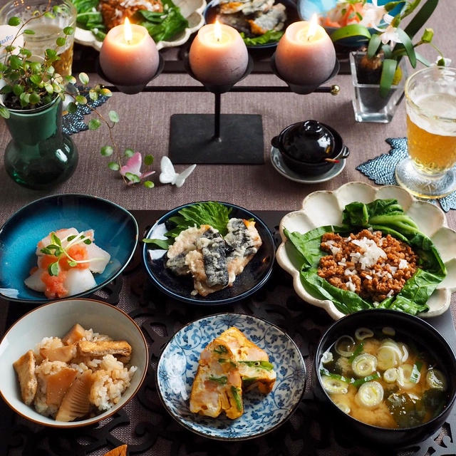 春キャベツの肉みそと筍の混ぜご飯♪