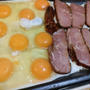 昨晩の焼肉からの〜朝もホットプレート大活躍＼(^o^)／