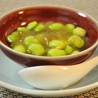 昨日のつまみ：枝豆の山葵ジュレ