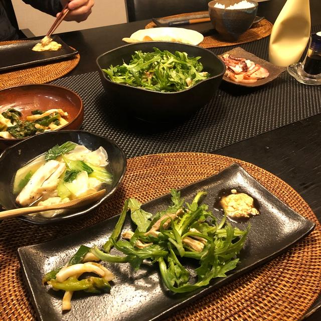 今夜の晩ご飯〜♪ 新玉葱の葉と剣先イカのヌタ和え by ゴンママさん