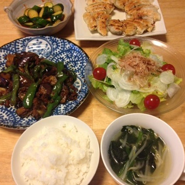 昨夜は茄子の肉味噌炒めなど～