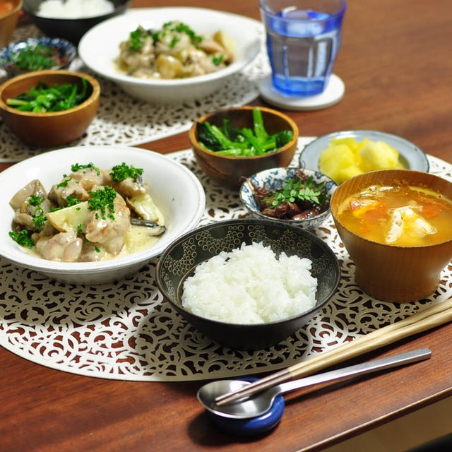 【鶏もも肉のクリーム煮】と【塩ホタルイカの木の芽まみれ】で昨日の晩ごはん（※追記あります！）