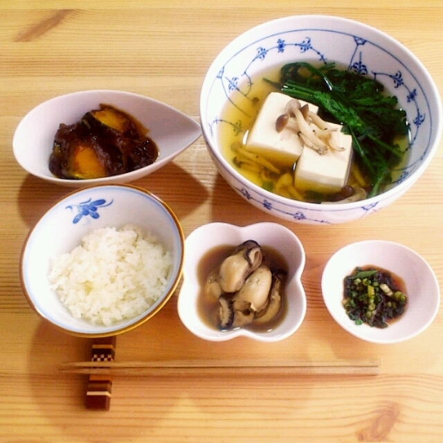 ■簡単湯豆腐の和定食朝ごはん