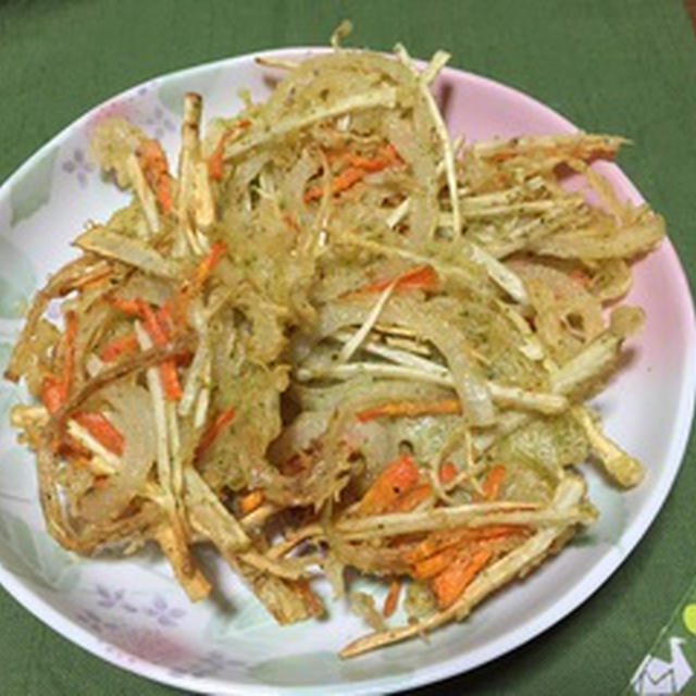 ゴボウのかき揚げ&ブリの照り焼き