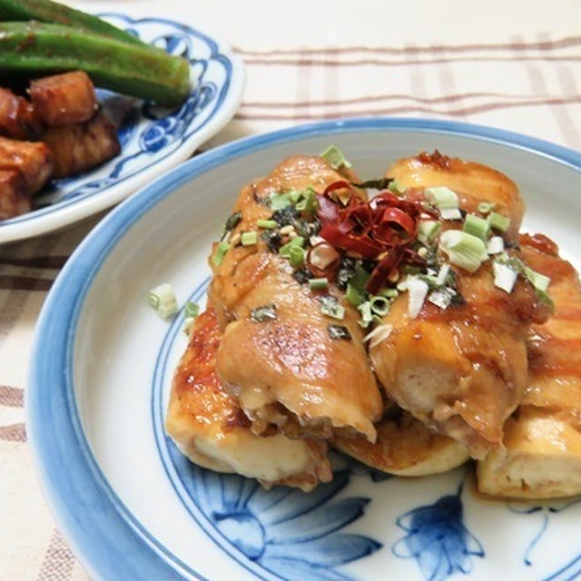 簡単ヘルシー♪肉巻き豆腐♪