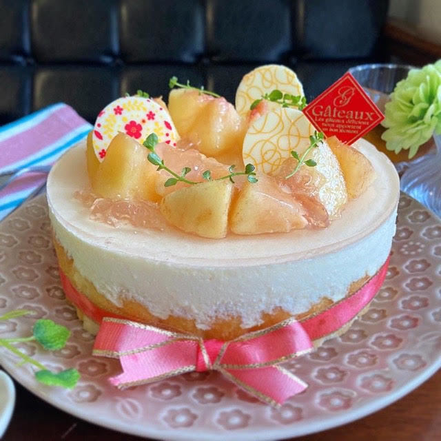 福島県産あかつきを堪能♡桃のムースケーキ【＃福島クッキングアンバサダー＃シャルロット】