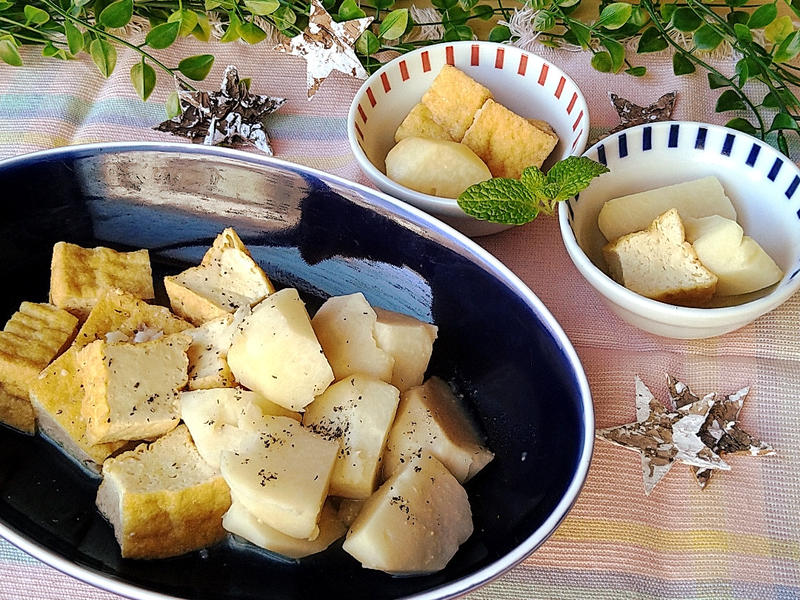 とにかくほったらかして☆味噌ベースの甘い大分県産里芋と厚揚げのトロトロ煮