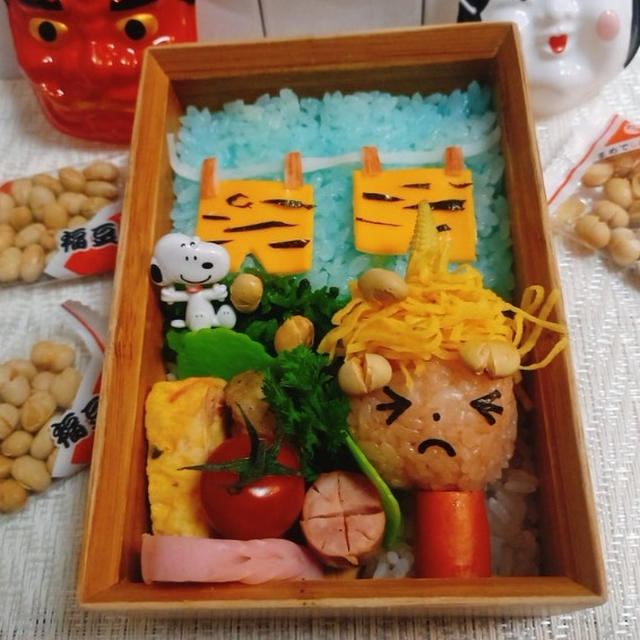 鬼のパンツ 干して節分弁当〖デコ弁〗#平日お昼ご飯はお弁当or外食
