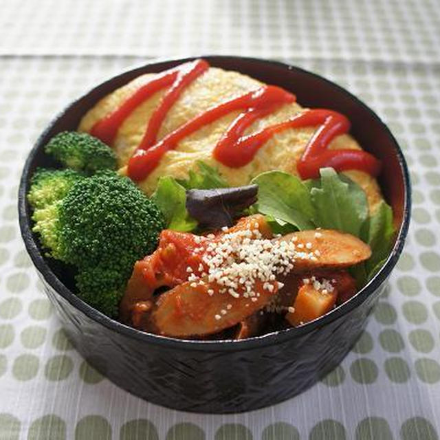 お弁当×根菜のトマト煮