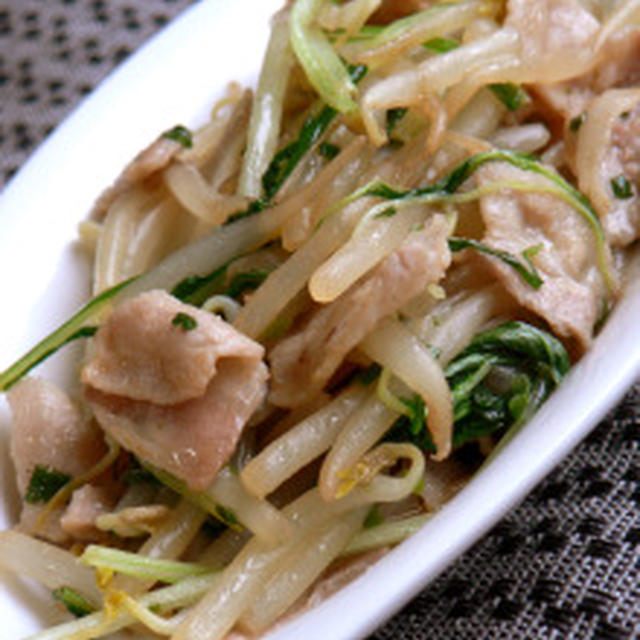 豚肉と水菜もやしの塩だれ炒め