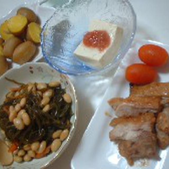 新じゃが・チキン・大豆煮・梅酢ヤッコ