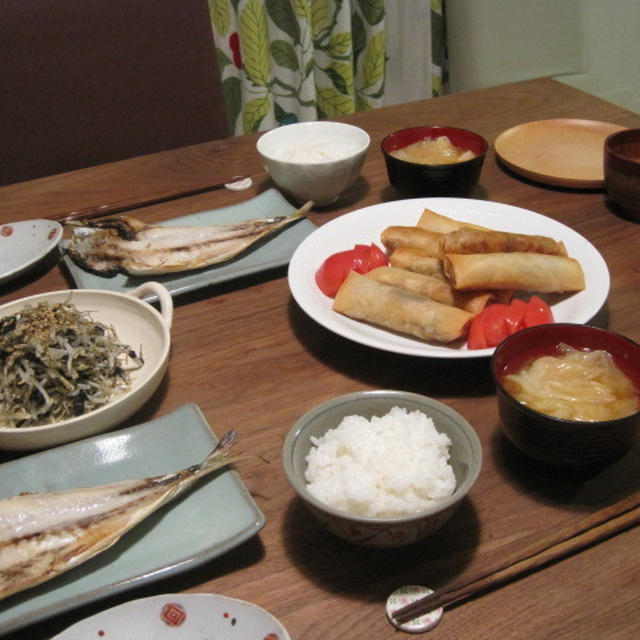 春巻きと自家製鯵の干物