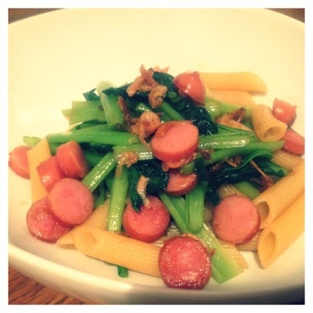 【レシピ】小松菜と桜えびの和風ペンネ