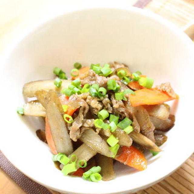 肉ごぼうの炒り煮　レシピ
