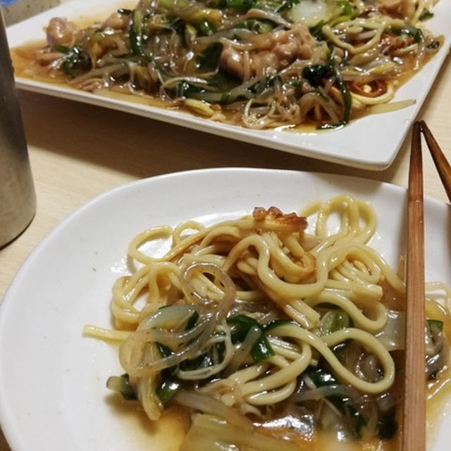 旦那めし #96  塩あんかけ固焼きそば♪