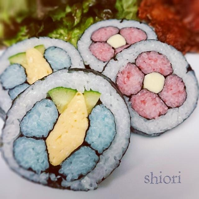 ☆ 巻き寿司～、お花と太っちょちょうちょだよ＆節分パーティー♪。