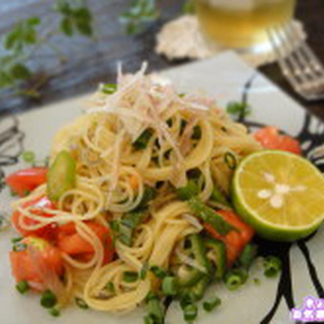 カフェ風★トマトとじゃこの冷製夏パスタ【レシピ】