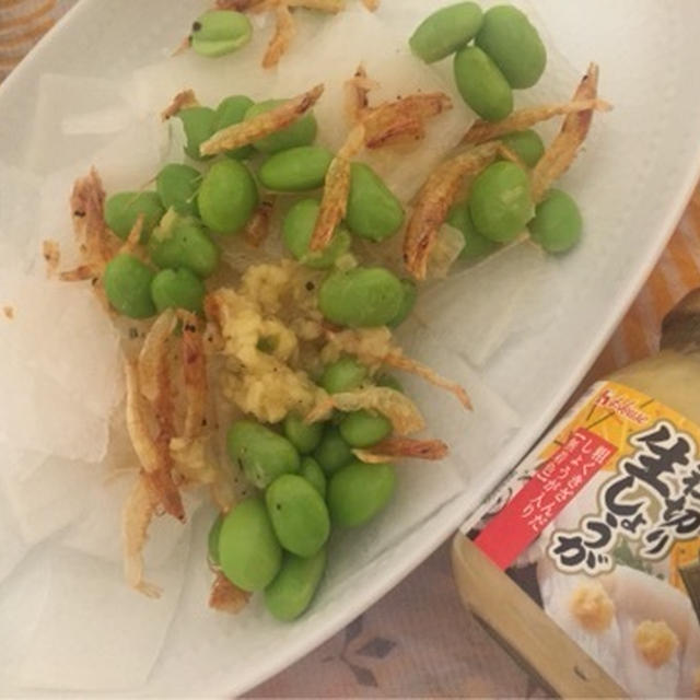 本きざみ粗切り生しょうが香る♪桜えびと枝豆大根のしゃきしゃきサラダ（手料理）