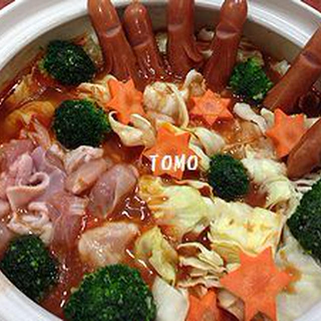 カゴメ甘熟トマト鍋 スープ　de 　ソーセージ人鍋