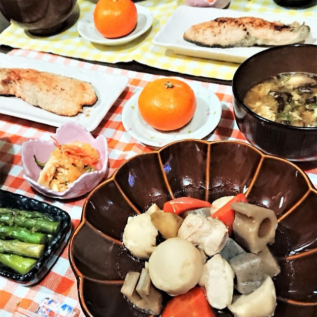 【おうちごはん】お正月の名残もありつつ・・・【焼魚と旨煮de夕食】。と今年のあなたの運勢は・・？