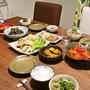 セーラさんの*鶏スープ、タラゴンさんの*茄子と豚舞茸の梅佃煮でおもてなし夕食