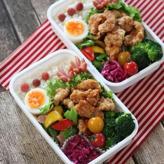 ガツンとからあげ弁 ✿ しわしわプチトマトの復活♪
