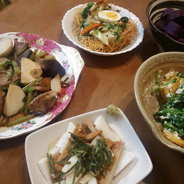 ぶりとカブのバルサミコソテーと、皿うどん