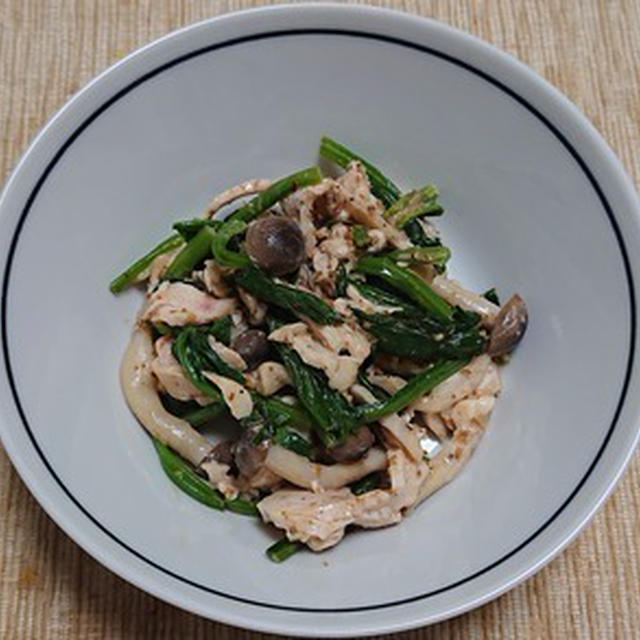 蒸し鶏とほうれん草のごまだれ和え、アジの刺身