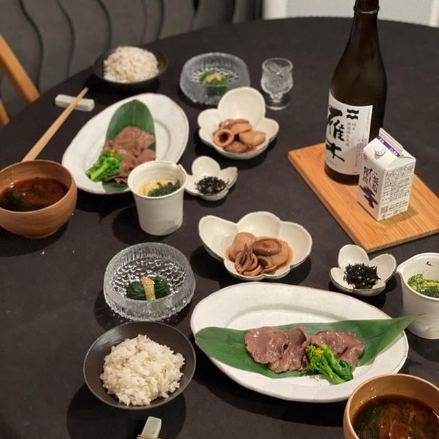 麦トロ牛タン定食の夜ごはん