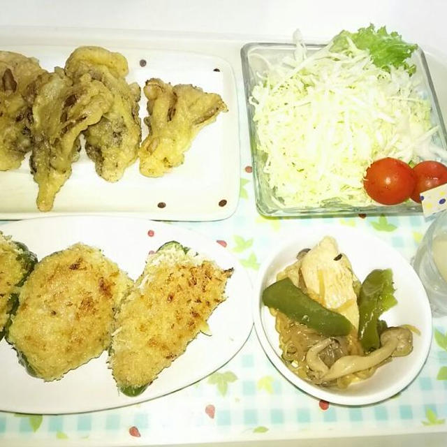 ピーマンの肉詰め（パン粉付き）☆(^ム^)