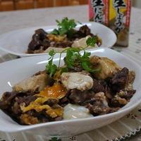 豆腐と牛肉の玉子とじ