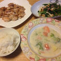 昨夜はほうれん草とエリンギのソテーなど～