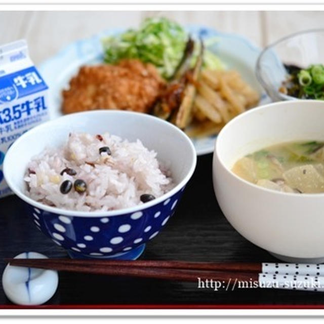 お弁当おかずの残りで朝ごはん