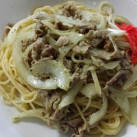 豚肉たっぷりバジルパスタ♪
