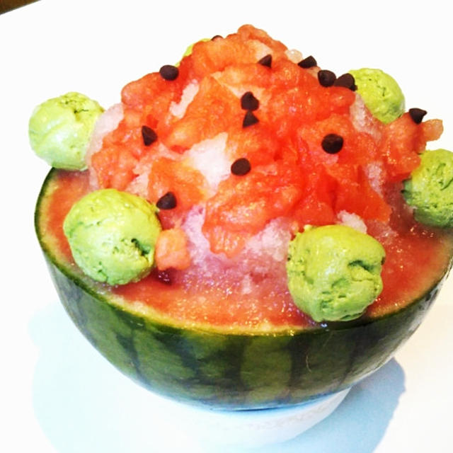 自由が丘スイーツフォレスト☆丸ごと小玉すいかのかき氷＆丸ごと完熟メロンのかき氷