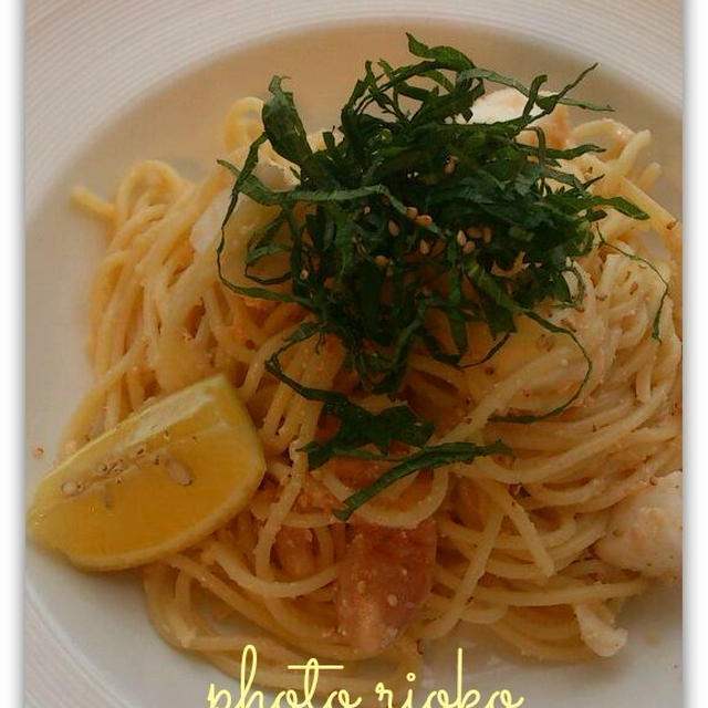 ●はんぺんと明太子のパスタ●