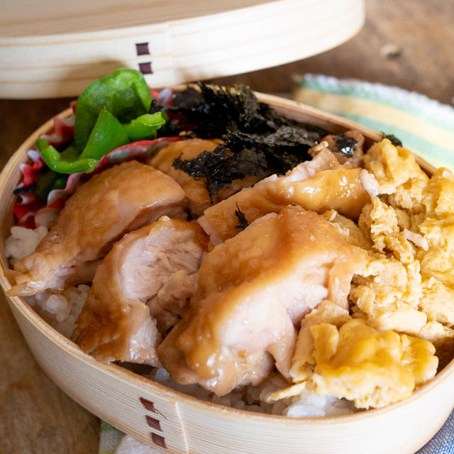 レンチン照り焼きチキンのお弁当レシピとスリコのわっぱとカトラリー