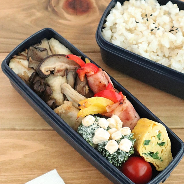 【高校生弁当】きのこたっぷりハニーバターチキン弁当♪