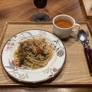 【献立】冷蔵庫の残り物で作ったパスタ、スープ、ワイン