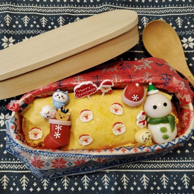 　オムライスでクリスマス弁当【わっぱ弁当箱】#平日お昼ご飯はお弁当or外食